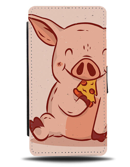 Fat Piggy Eating Pizza Flip Wallet Case Pig Pigs Pizzas Slice Fatty Funny K006