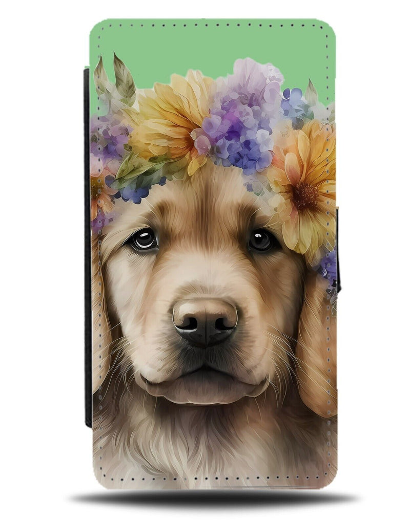 Golden Retriever Puppy Flip Wallet Case Dog Dogs Retriever Baby Blonde Girl AQ94