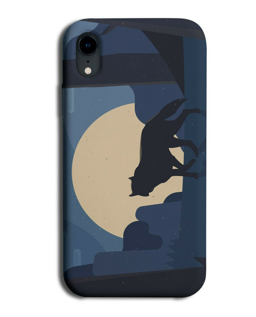 Scary Wolf In The Full Moon Phone Case Cover Walking Shape Silhouette K469
