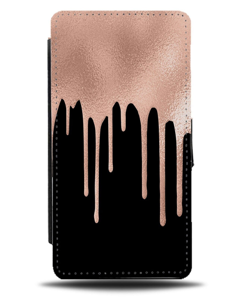Rose Gold Dripping Effect Design On Flip Wallet Case Drips Look Drip Drops CC65