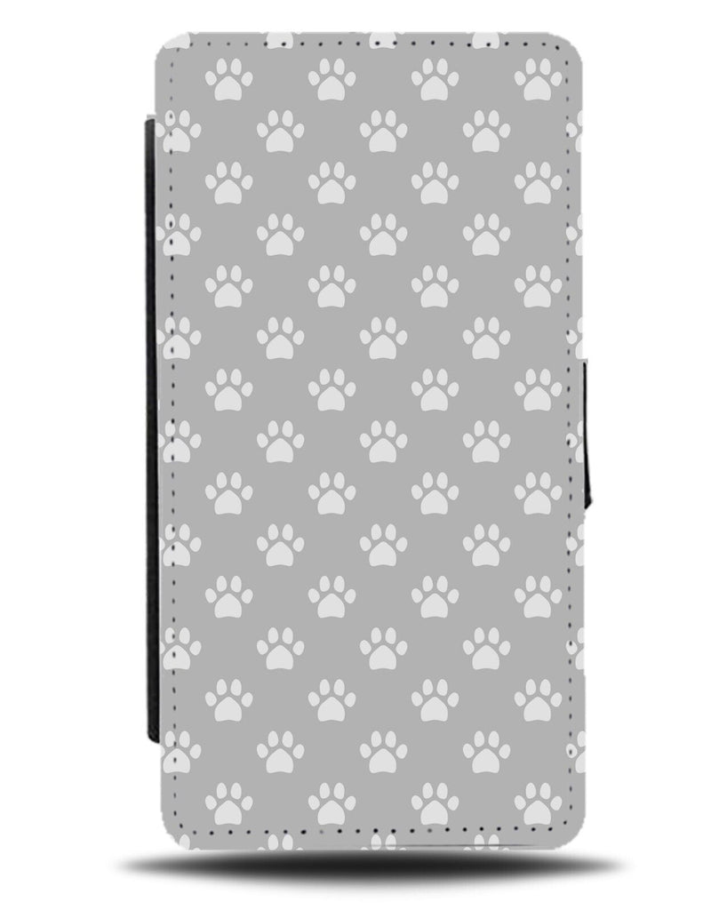 Grey and White Dog Paw Prints Flip Wallet Case Paws Print Pet Pets Cat Cats CN28