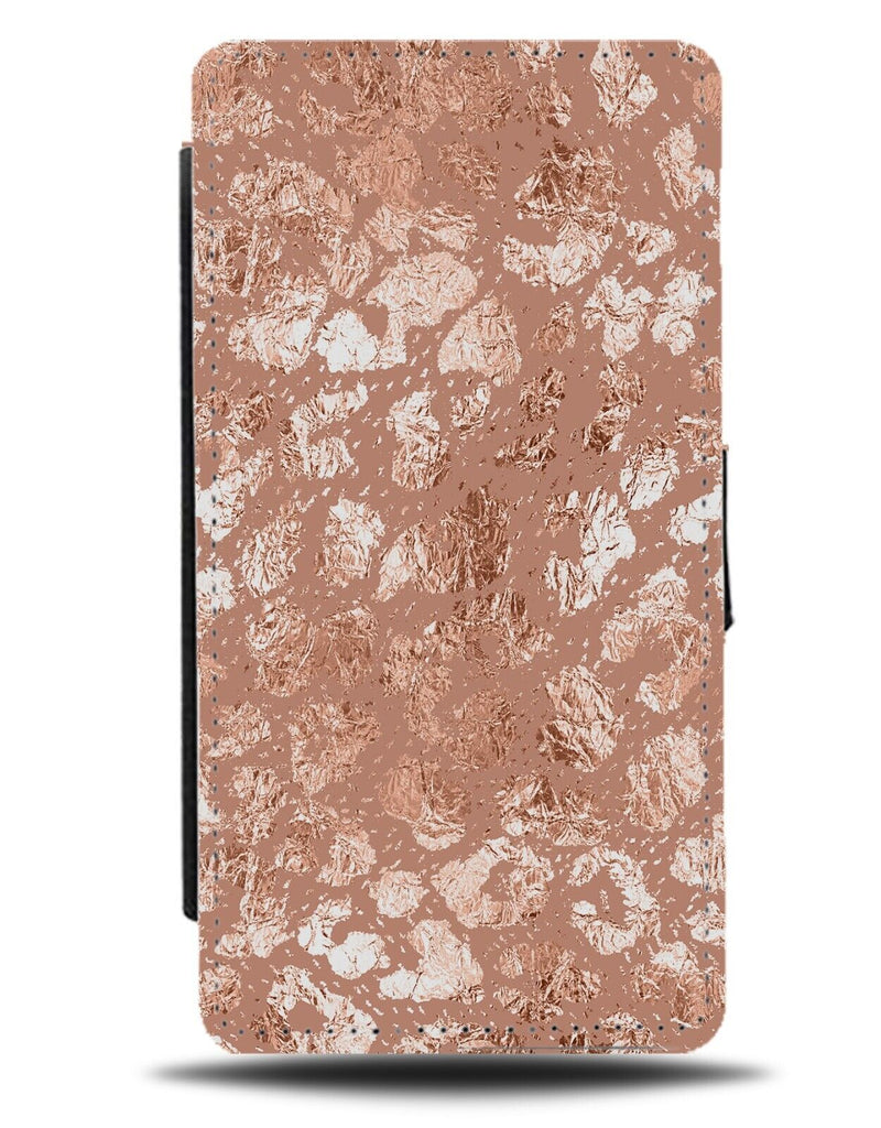 Rose Gold Animal Skin Flip Wallet Case Foil Look Style Print Animals Zoo CM45