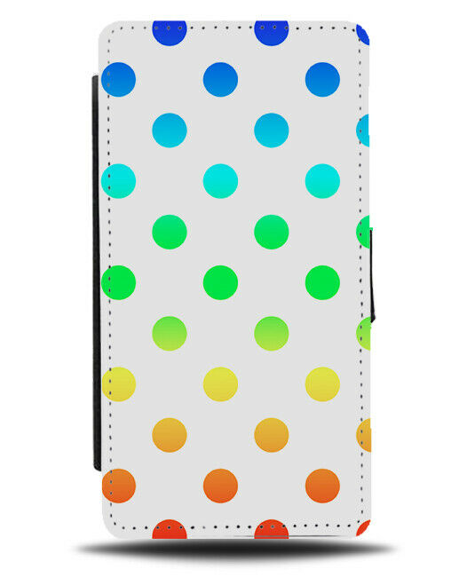 White With Multicoloured Spots Flip Cover Wallet Phone Case Dots Rainbow i518