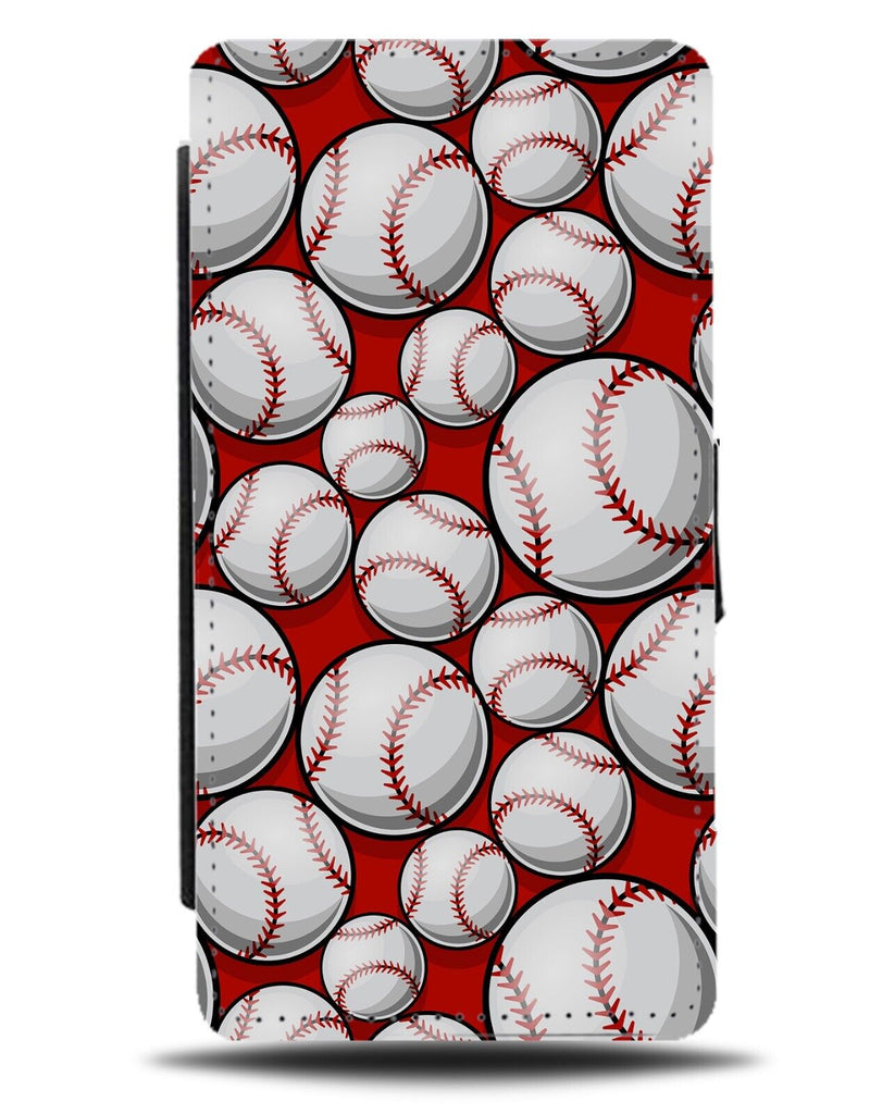 Baseball Pattern Flip Wallet Case Baseballs Ball Balls White Rounders De35