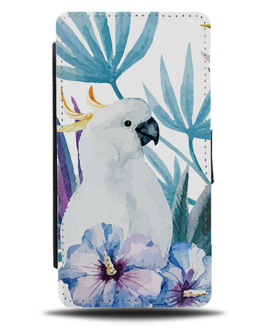 Cockatoo Parrot Painting Flip Wallet Case Watercolour Leaves Tropical Bird G952