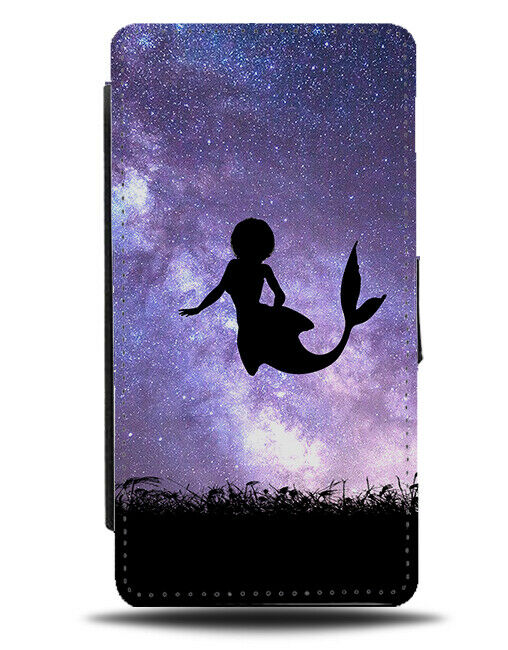 Mermaid Silhouette Flip Cover Wallet Phone Case Mermaids Galaxy Moon i217