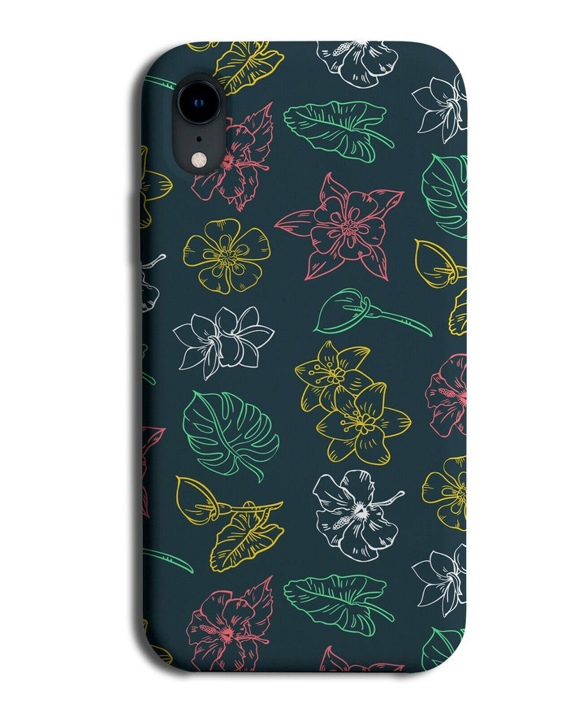 Colourful Hawaiian Flowers Phone Case Cover Hawaii Lei Leis Floral Outlines E578
