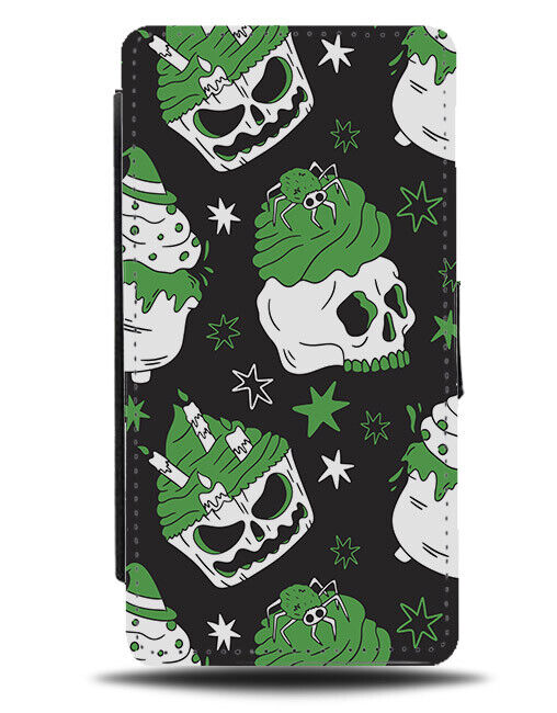 Mint Green Halloween Cupcakes Flip Wallet Case Cakes Cake Party Pattern N478