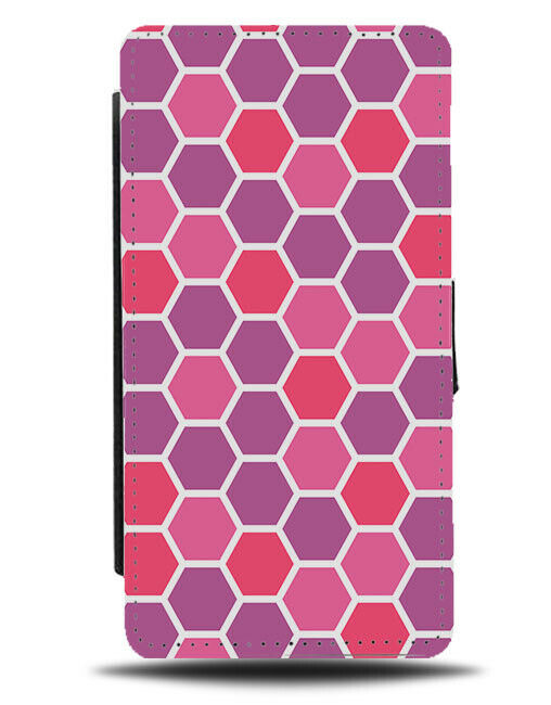 Girly Pink Coloured Shapes Flip Wallet Case Hexagons Hexagon Shaped Shape G463