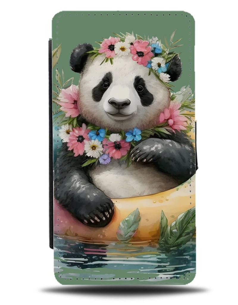 Panda On Vacation Flip Wallet Case Funny Pandas Picture Style Holidays Lol AH79