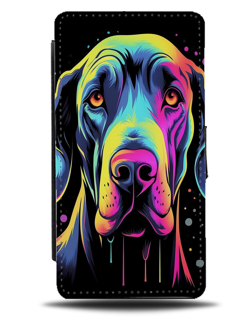 Bloodhound Dog Face Flip Wallet Case Blood Hound Dogs Neon Colourful Art DC84