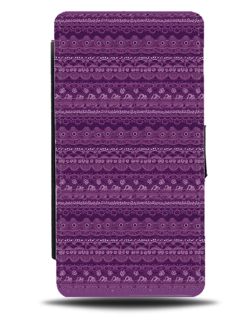 Purple Lace Tribal Pattern Print Flip Wallet Case Indian Paisley Shapes BZ86
