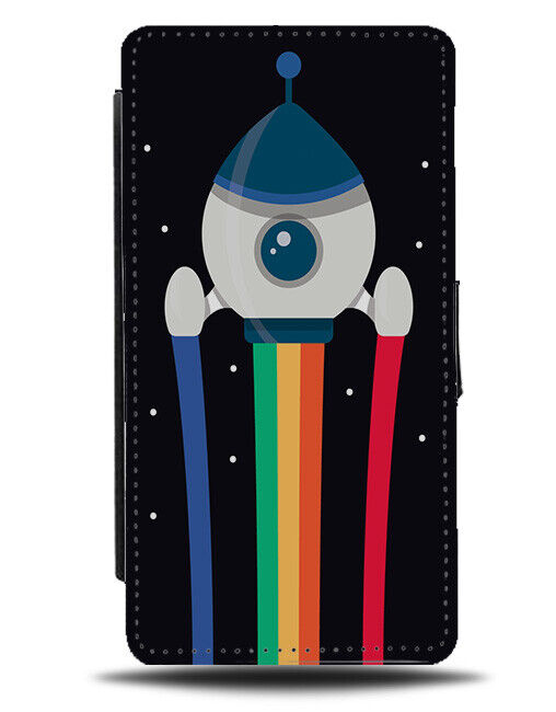 Childrens Colourful Rocket Launch Flip Wallet Case Kids Space Planets K124