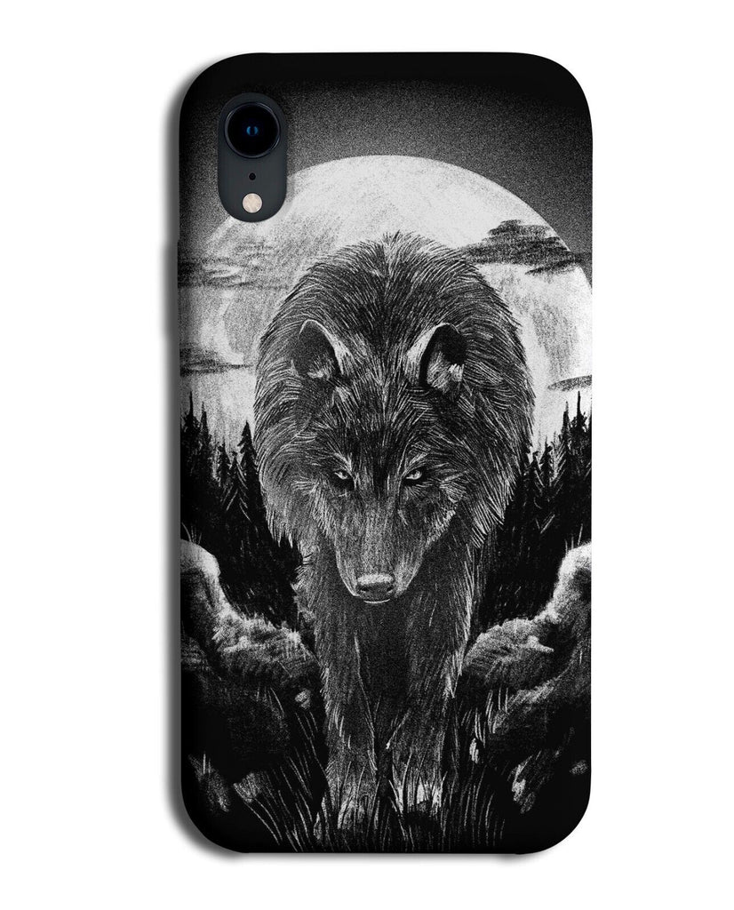 Artistic Wolf Sketch Phone Case Cover Forrest Animal Moon Spooky Halloween N598