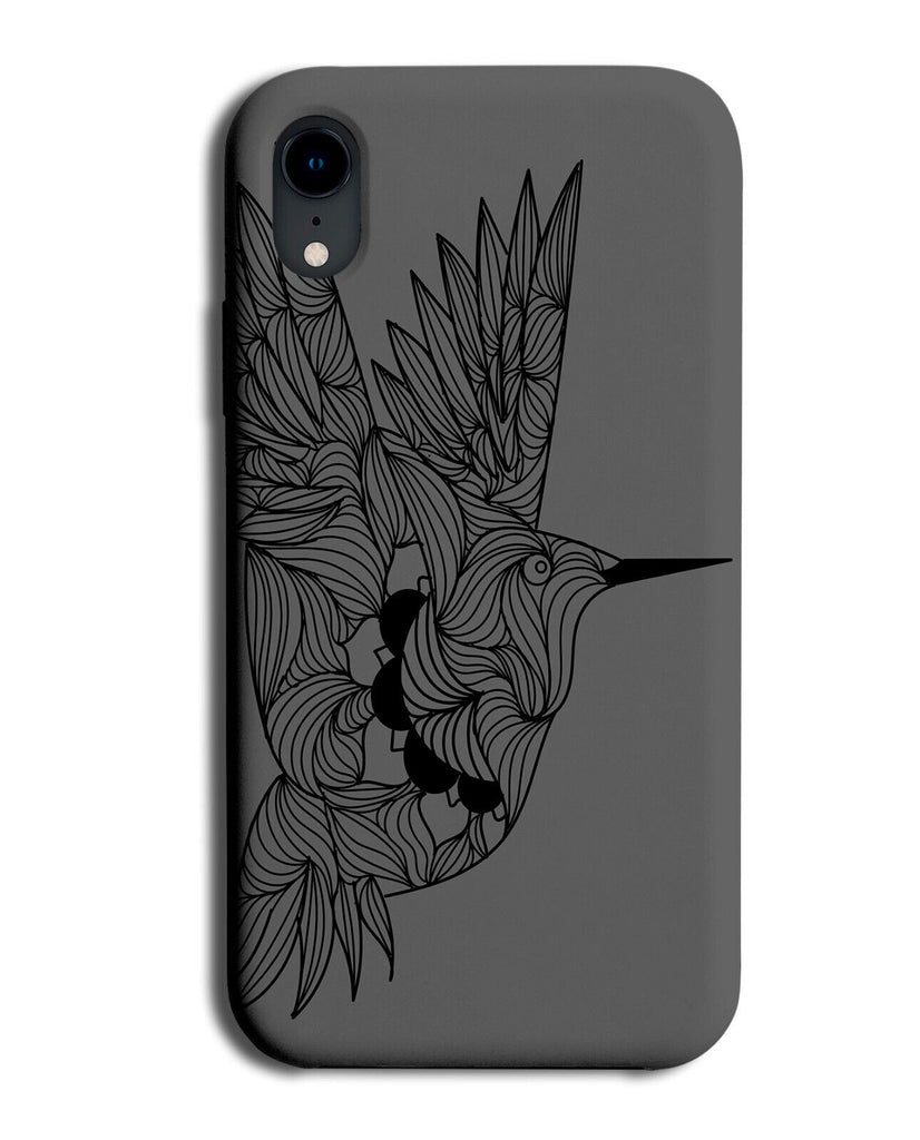 Dark Grey Humming Bird Phone Case Cover Birds Hummingbird Hummingbirds Q452B