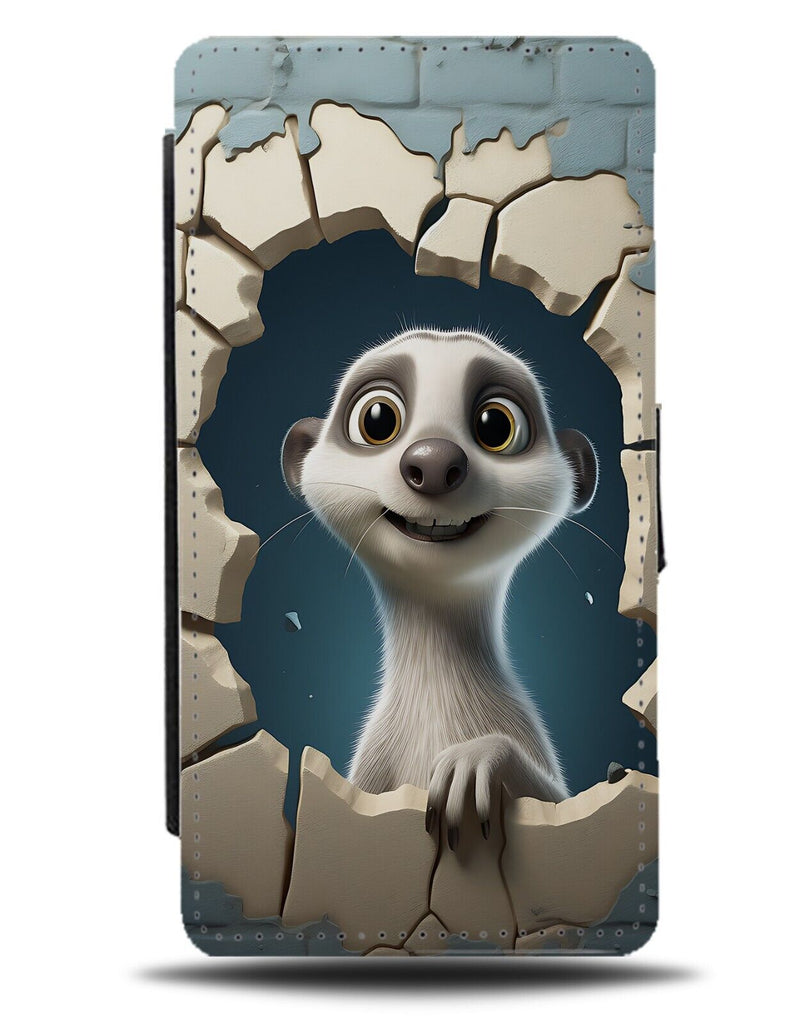 Peering Meerkat Through Broken Wall Flip Wallet Case Meerkats 3D Print CV76