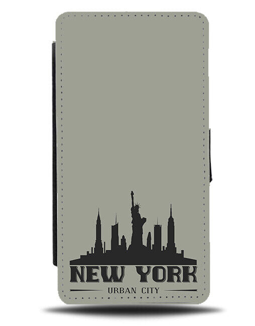 New York City Skyline Silhouette Flip Wallet Case Cities Manhattan K387