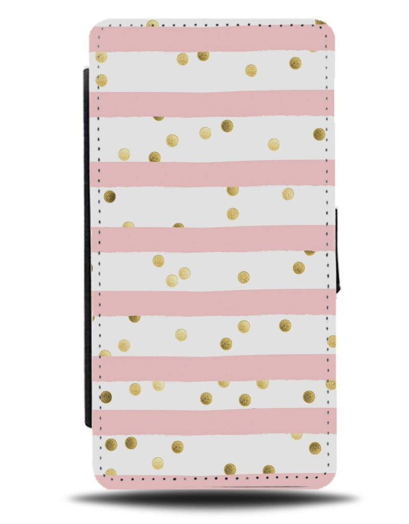 Pink and White Gold Polka Dot Flip Wallet Case Stripes Stripe Pattern Dots AQ33