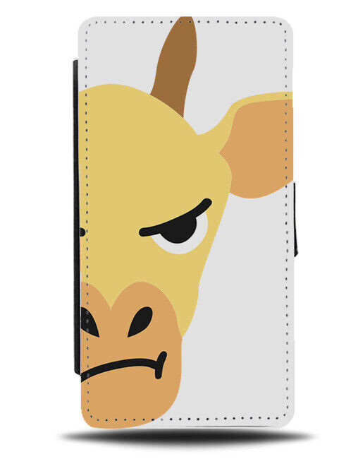 Angry Giraffe Cartoon Face Flip Wallet Case Furious Annoyed Grumpy Giraffes J456