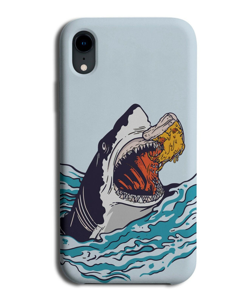 Great White Shark Eating Pizza In The Ocean Phone Case Cover Funny Novelty K264