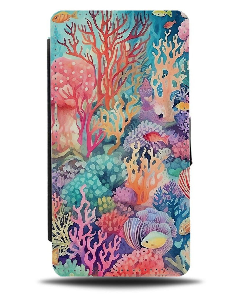 Colourful Coral Reef Flip Wallet Case Fish Sea Great Barrier Saltwater Shub CZ48