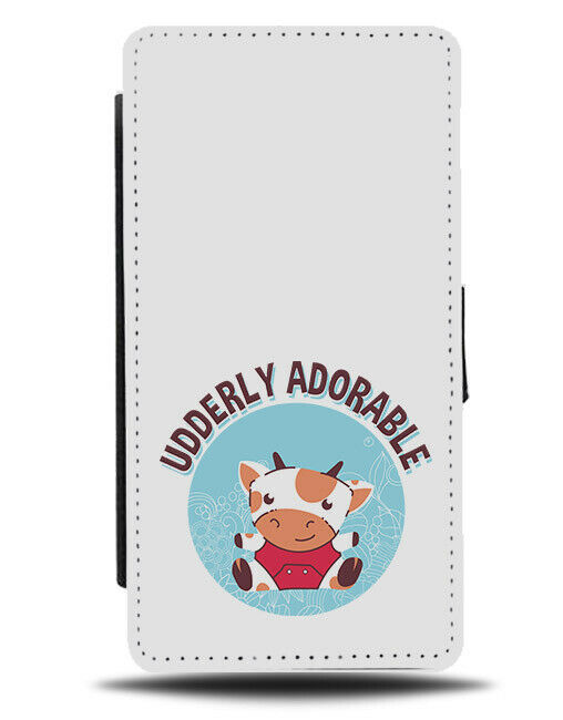 Udderly Adorable Flip Wallet Phone Case Cow Funny Cows Udders Baby Calf E197