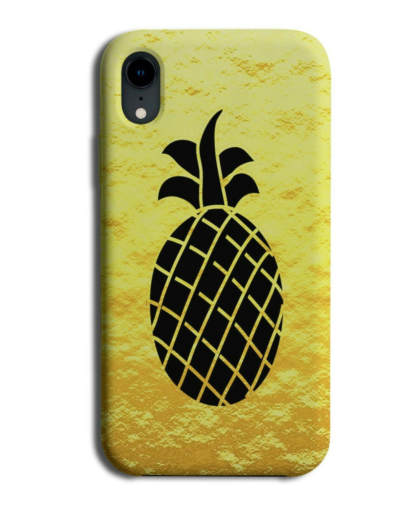 Gold Pineapple Phone Case Cover Golden Black Stencil Shape Shapes A393