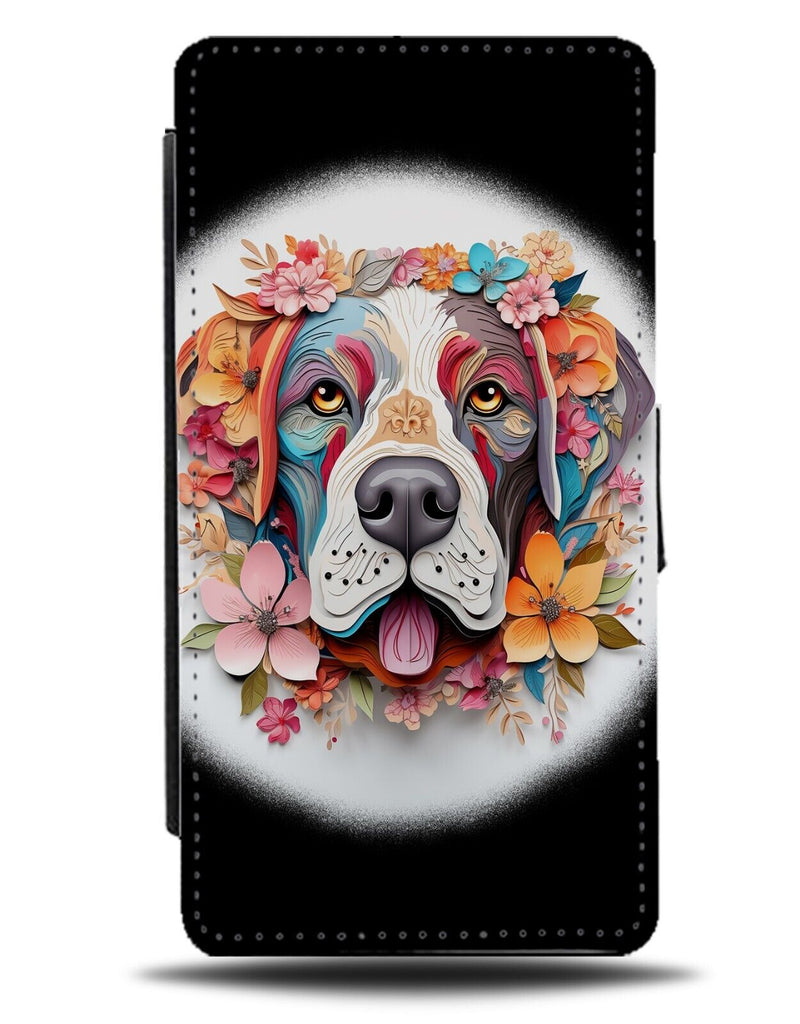 Saint Bernard Dog Flip Wallet Case Dogs Bernards Design Floral Girls Fun DD41