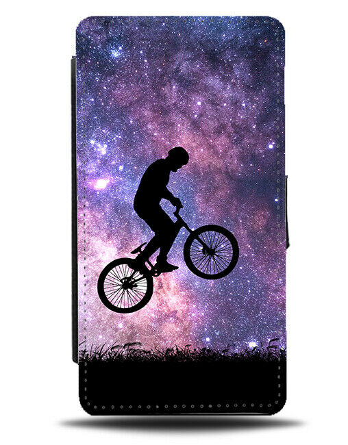 BMX Silohuette Flip Cover Wallet Phone Case BMXer Bike Wheels Space Stars i711