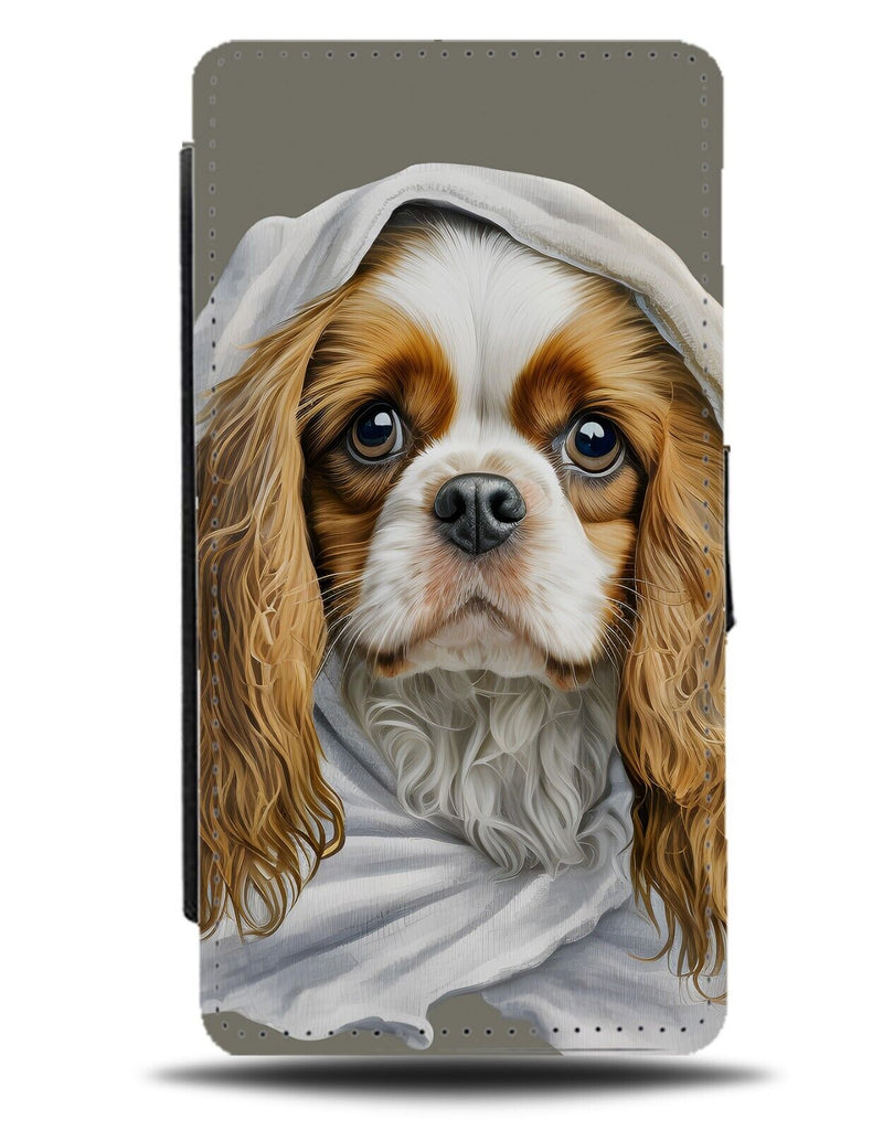 Adorable Cavalier King Charles Spaniel Dog In Blanket Flip Wallet Case Dogs DC99