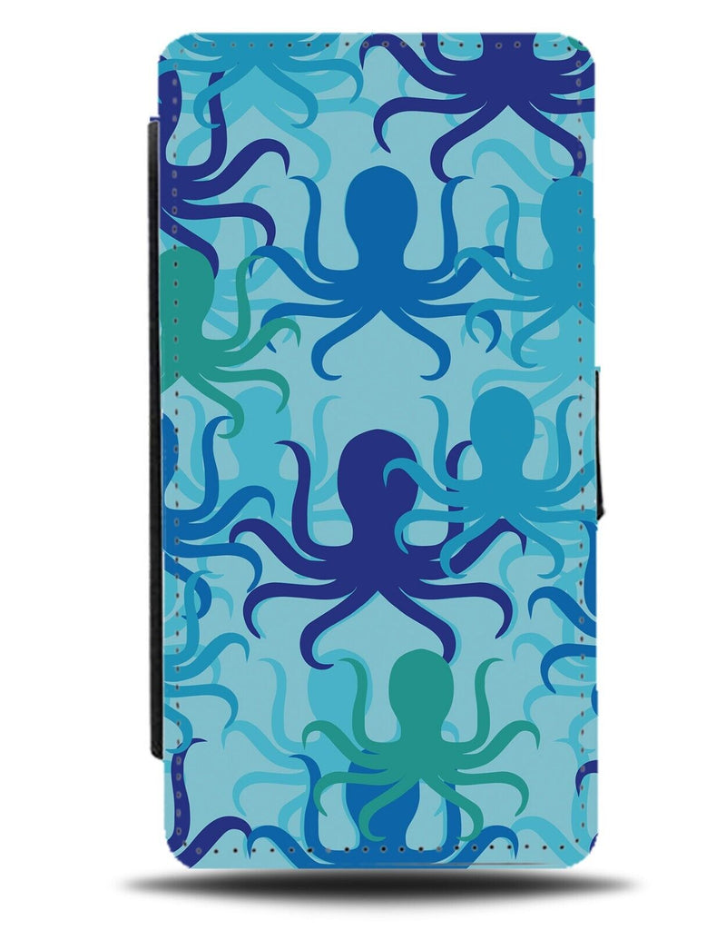 Octopus Pattern Flip Wallet Case Octopuses Design Sea Blue Ocean Shapes AX12