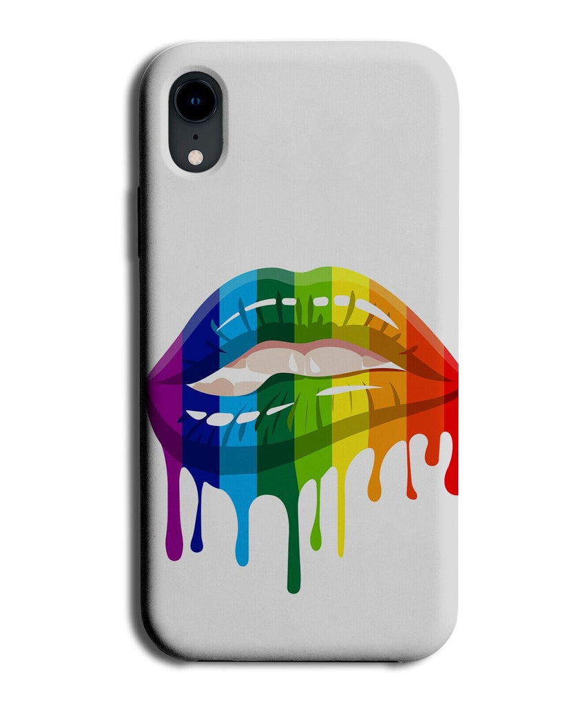Pride Rainbow Lipstick Print Phone Case Cover Lips Mouth Novelty LGBT Blue AS95
