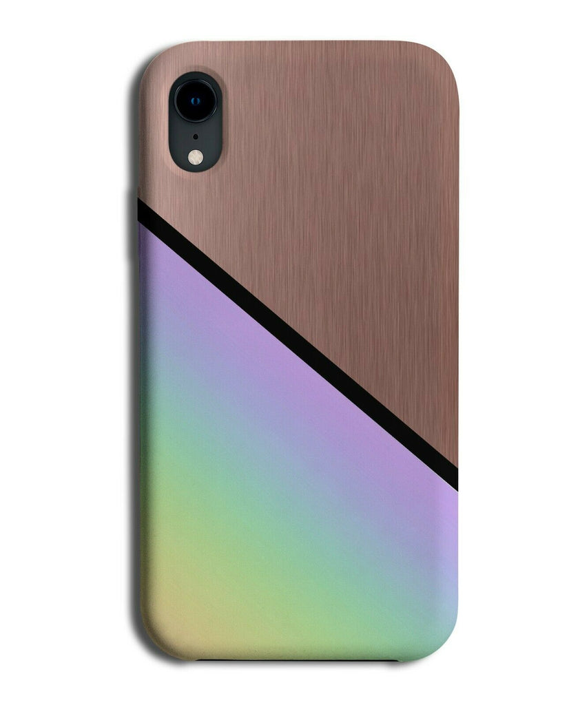Rose Gold and Rainbow Phone Case Cover Colourful Diagonal Strip i384