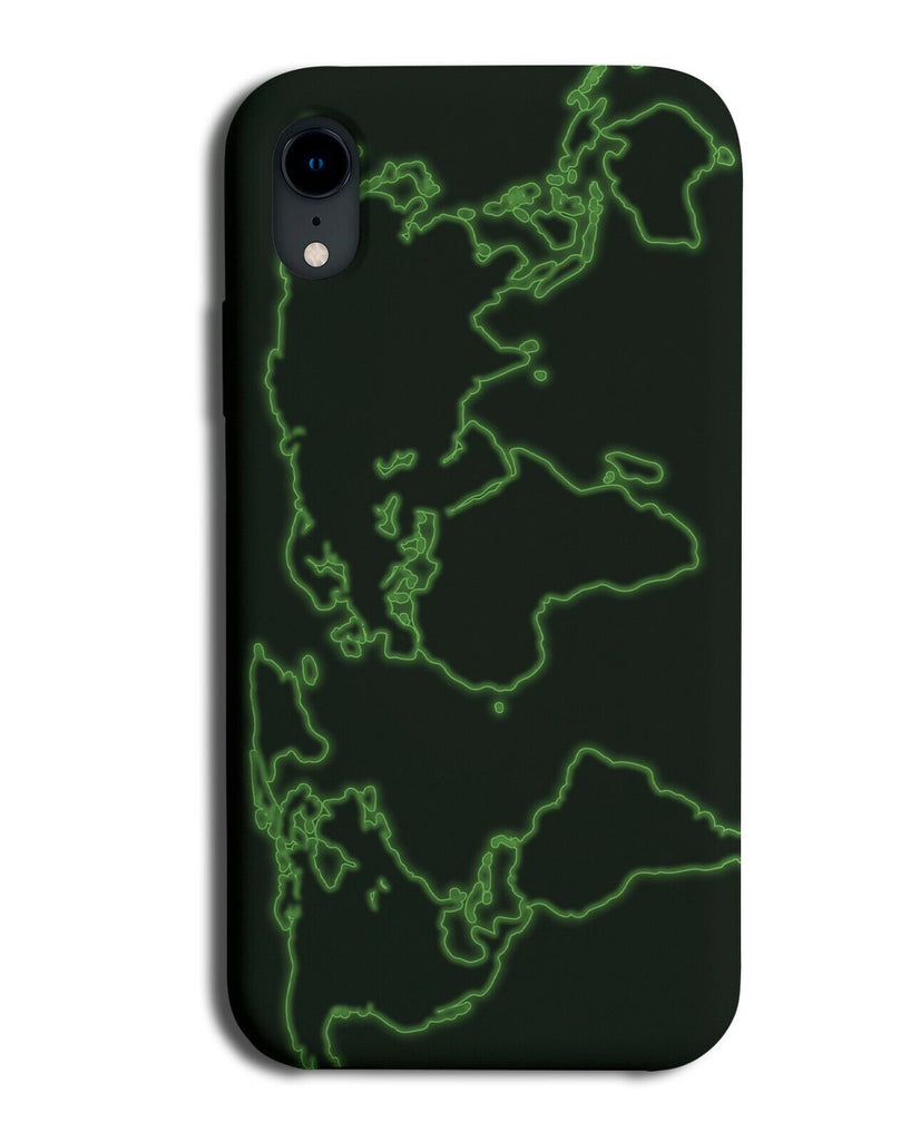 World Atlas Map Phone Case Cover Neon Green Outline Countrys Earth K878
