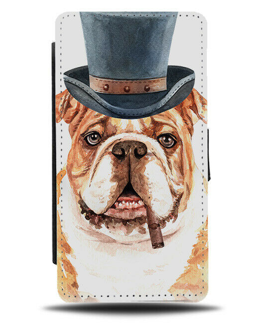 Gentleman British Bulldog Flip Wallet Case Funny Tophat Top Hat Gift K684