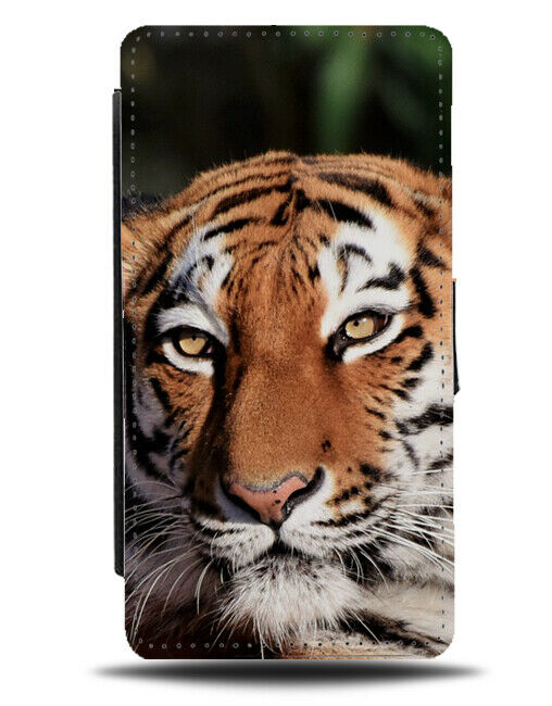 Tiger Face Flip Cover Wallet Phone Case Orange & Black Nature Tigers Photo si539