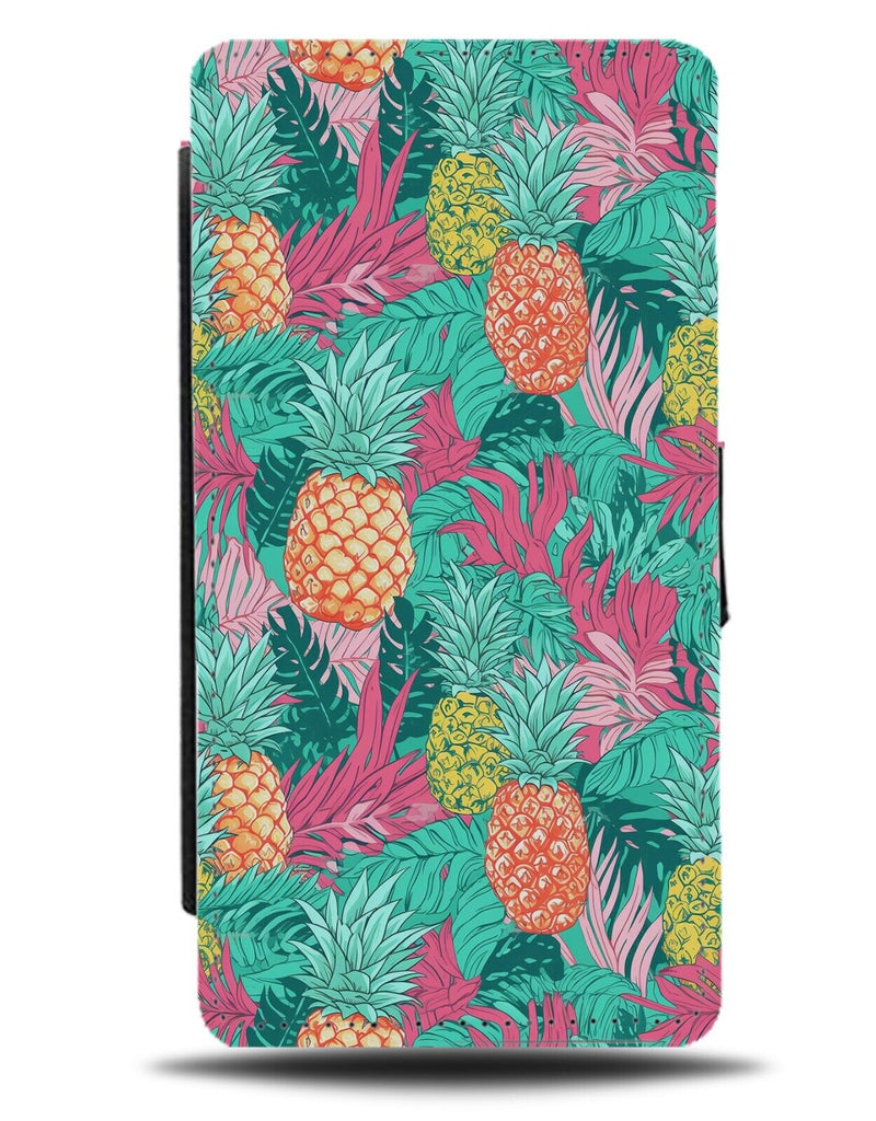 Retro Colourful Preppy Pineapples Design Flip Wallet Case Pineapple Fruits CK22