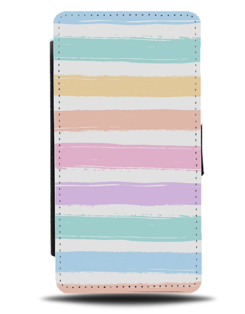 Pastel Paint Stripes Flip Wallet Case Stripe Lines Painted Print Colourful AT16