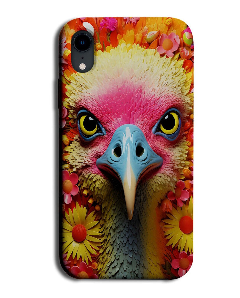 Ostrich Head Phone Case Cover Face Ostriches Beak Eyes Bird Big Pink Floral DH14