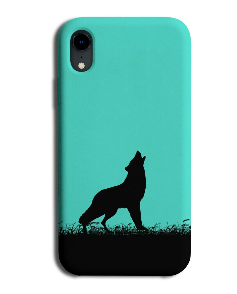 Wolf Silhouette Phone Case Cover Wolves Turquoise Green i299