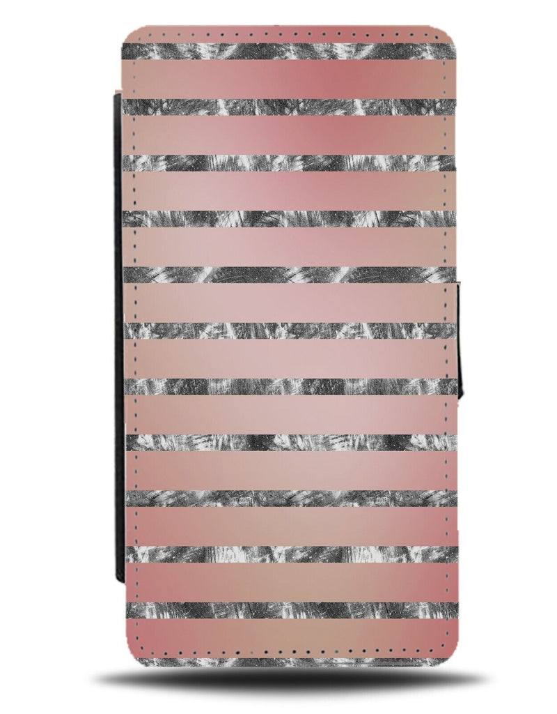 Rose Gold With Silver Foil Lines Print Flip Wallet Case Stripe Stripes Line CM26