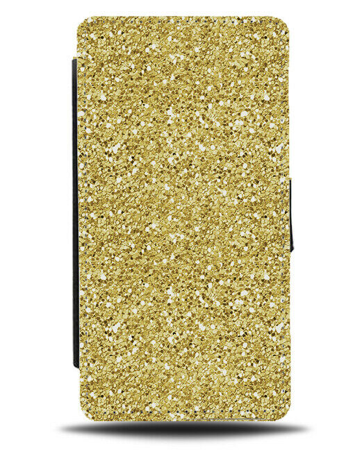 Gold Glitter Printed Flip Wallet Case Glittery Print Golden Coloured F702