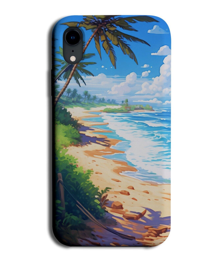 Cartoon Beachfront Phone Case Cover Beach Paradise Sandy Coast Shore Line CG56