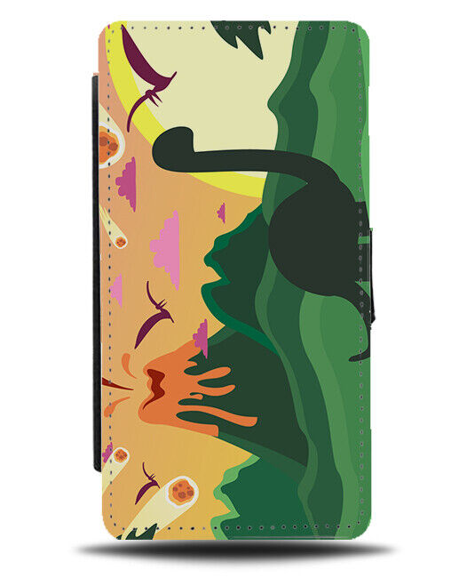Dinosaur Shapes Phone Cover Case Picture Volcano Volcanos Silhouette Kids J199