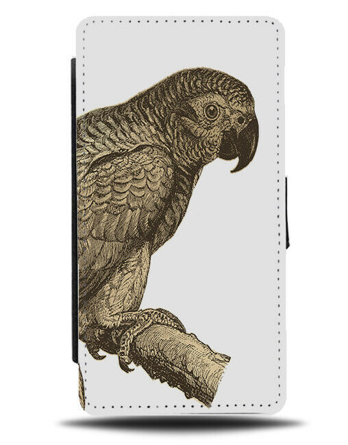 Bronze Parrot Statue Flip Wallet Case Figure Parrots Shape Drawing Bird G007