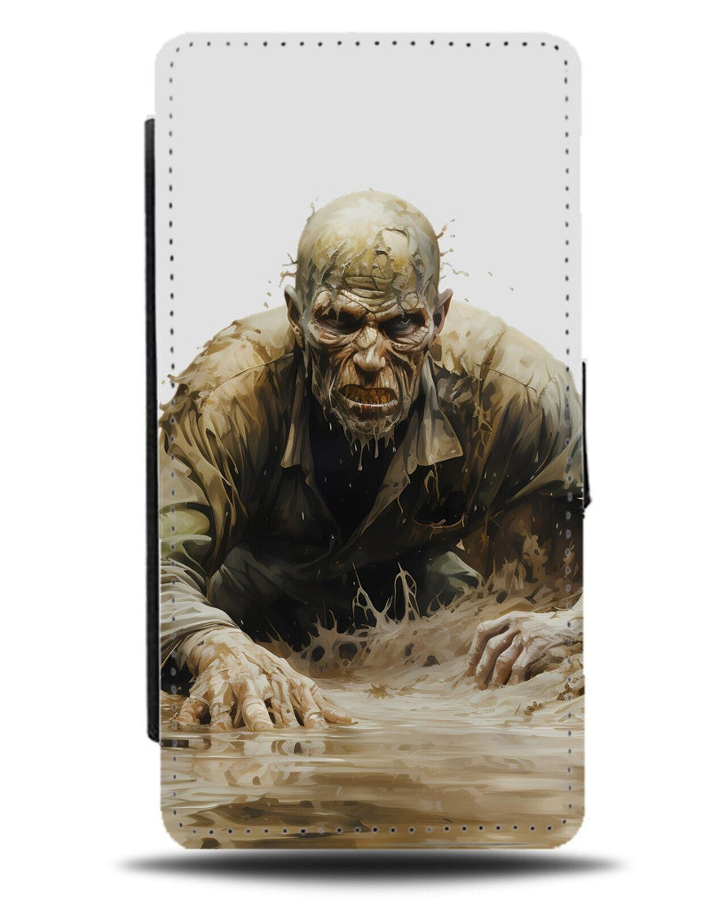 Crawling Zombie Flip Wallet Case On Floor Zombies Monster Comic Book Theme DF89