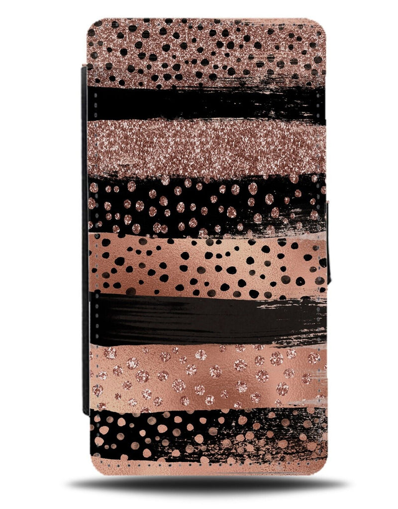 Rose Gold Mixed Design Flip Wallet Case Novelty Colour Mix Printed Glitter CC80