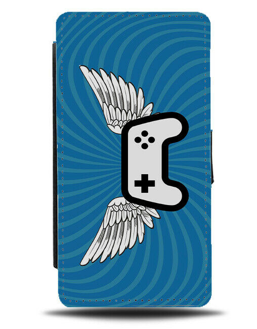 Gaming Wings Flip Cover Wallet Phone Case Gamer Angel Heaven Funny Novelty si67