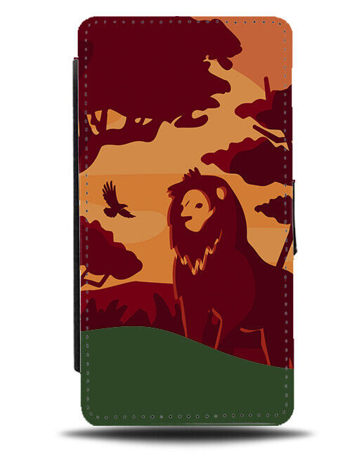 Lion Silhouette in The Sunset Flip Wallet Case Scene Nature African Shapes J720
