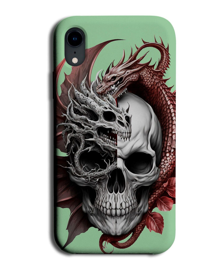 Dragons Wrapped Around Skull Head Phone Case Cover Skulls Dragons Red Grey AL90